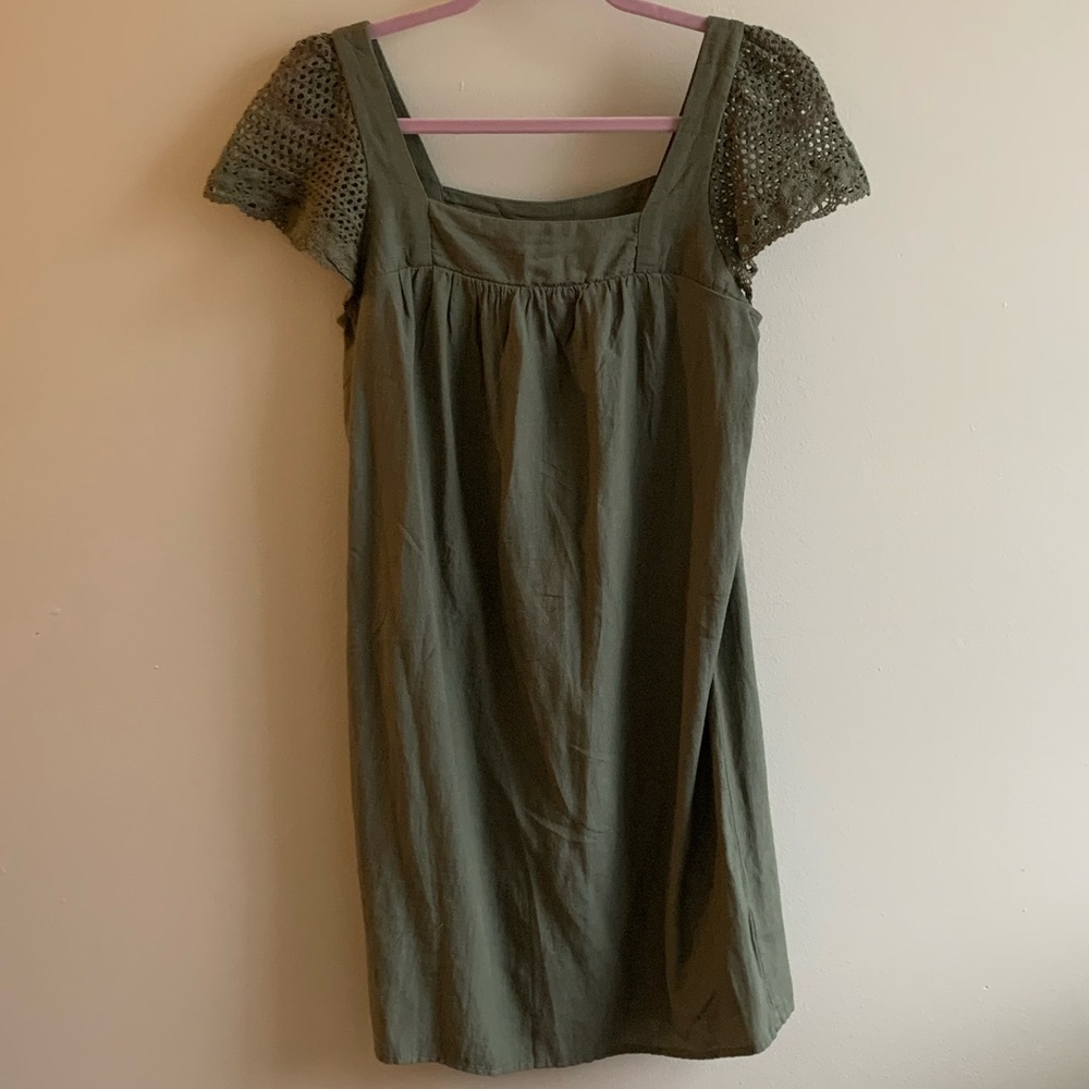 green linen dress